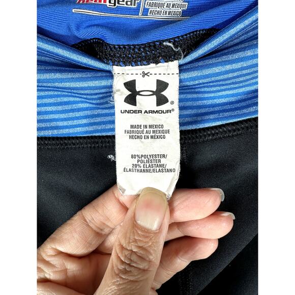 Under Armour HeatGear Compression Leggings Women’s Small Black/Blue - Picture 5 of 10